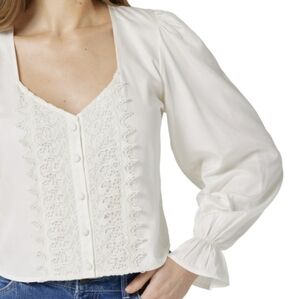 NWT Wrangler Retro Women's Button Front with Crochet Detail Blouse.
